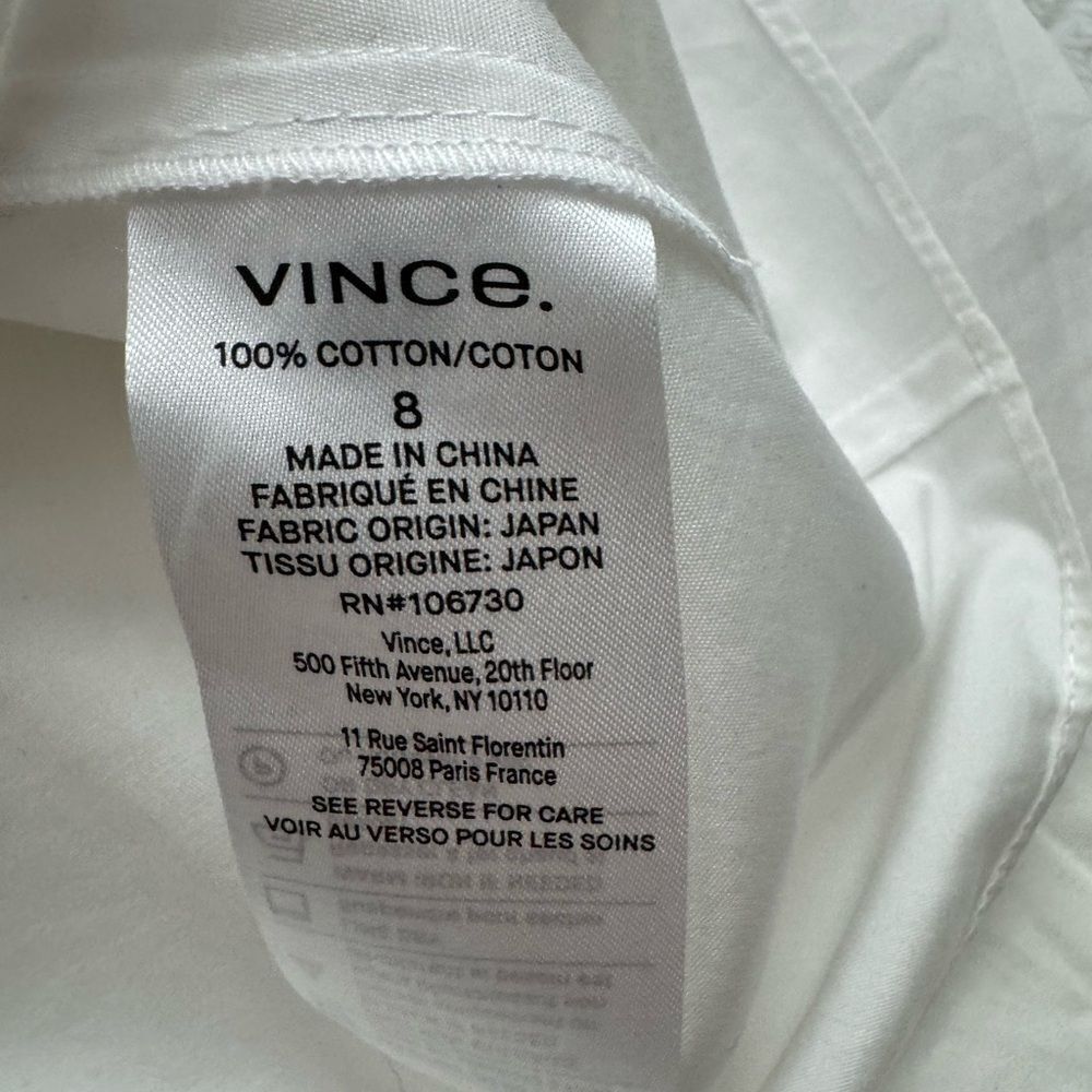 Vince White Square Neck Blouse Size 8 - Picture 11 of 14